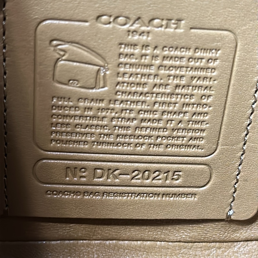 Coach Pistachio Dinky Glovetanned Green Leather Crossbody Shoulder Bag Purse - Picture 13 of 15
